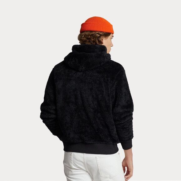 POLO RALPH LAUREN MEN'S SIZE MEDIUM CURLY BLACK HI-PILE SHERPA FLEECE HOODIE - Picture 4 of 8